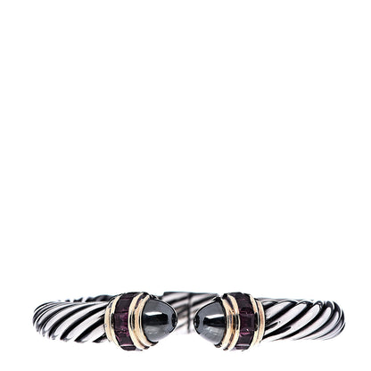 David Yurman Sterling Silver 14K Yellow Gold Hematite Garnet 10mm Cable Classics Bracelet 1 of 4