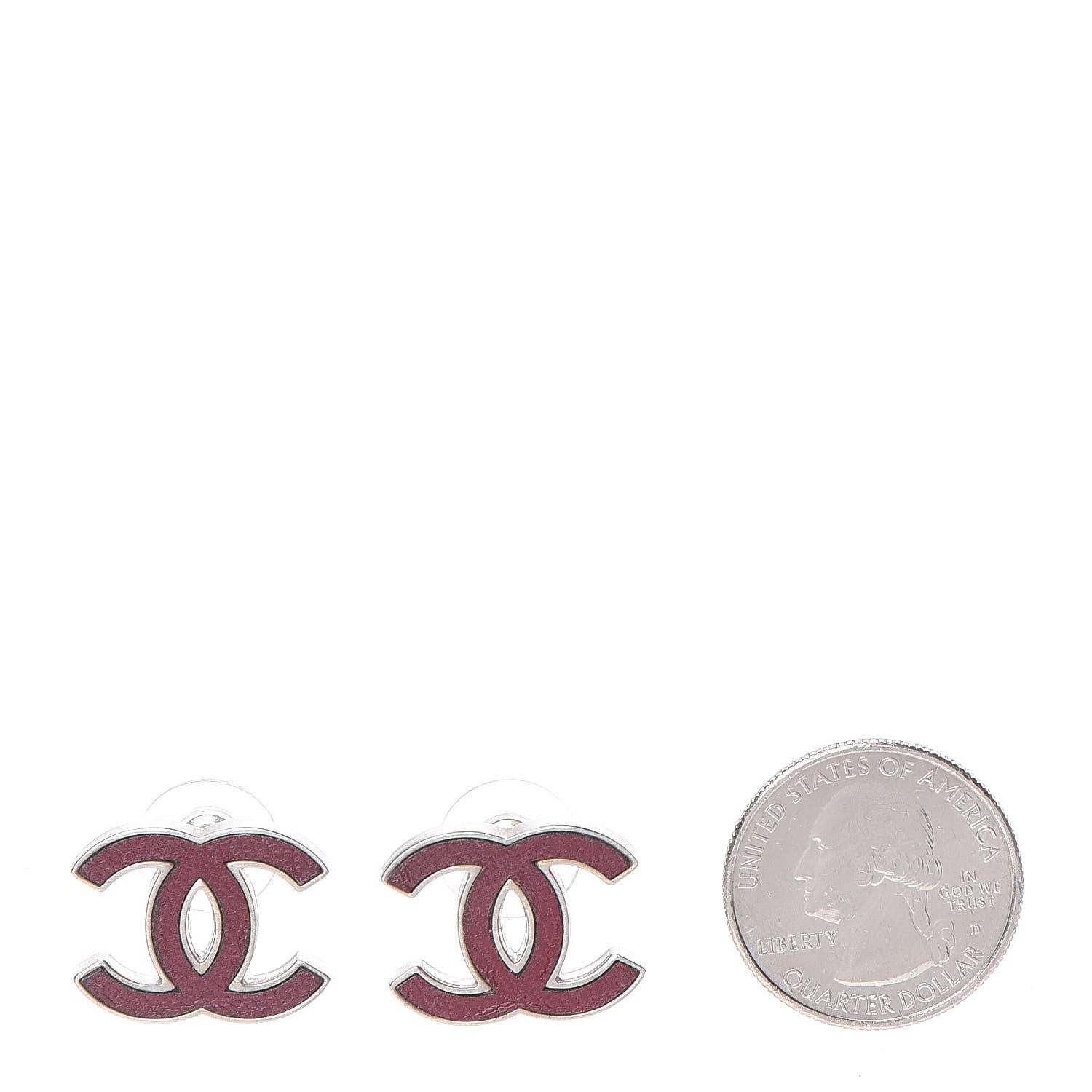 Chanel Lambskin CC Earrings Purple Silver 2 of 4