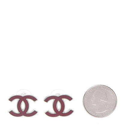 Chanel Lambskin CC Earrings Purple Silver 2 of 4