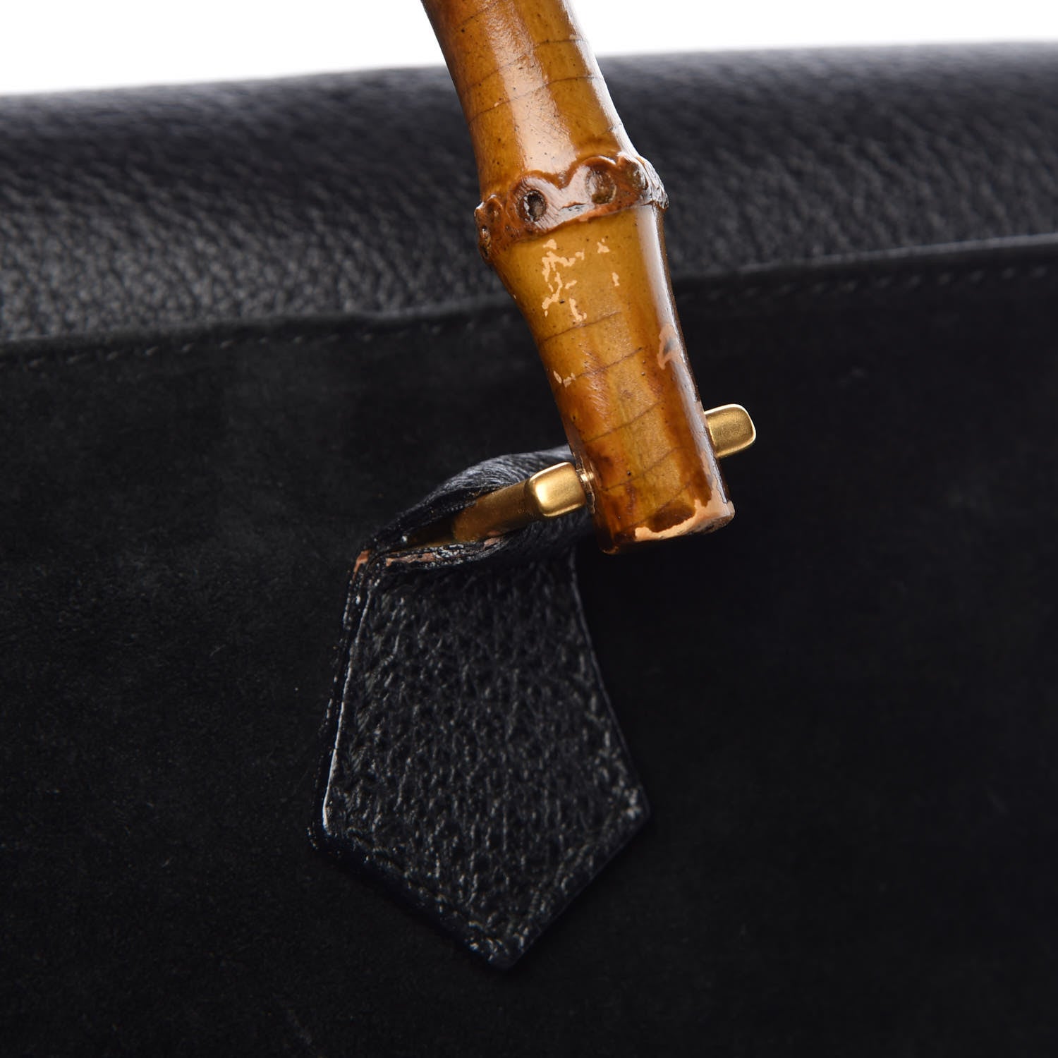 Gucci Suede Bamboo Top Handle Bag Black 14 of 22