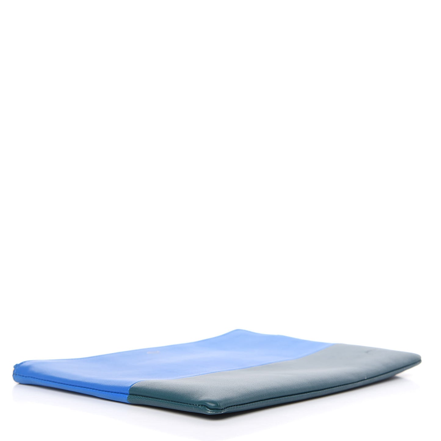 Lambskin Bi-Color Solo Clutch Pouch Bright Blue Peacock