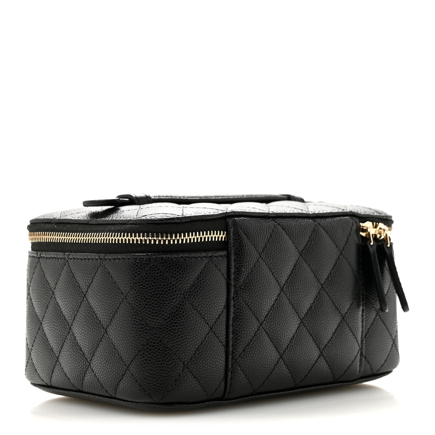 Caviar Quilted Top Handle Jewelry Case Black