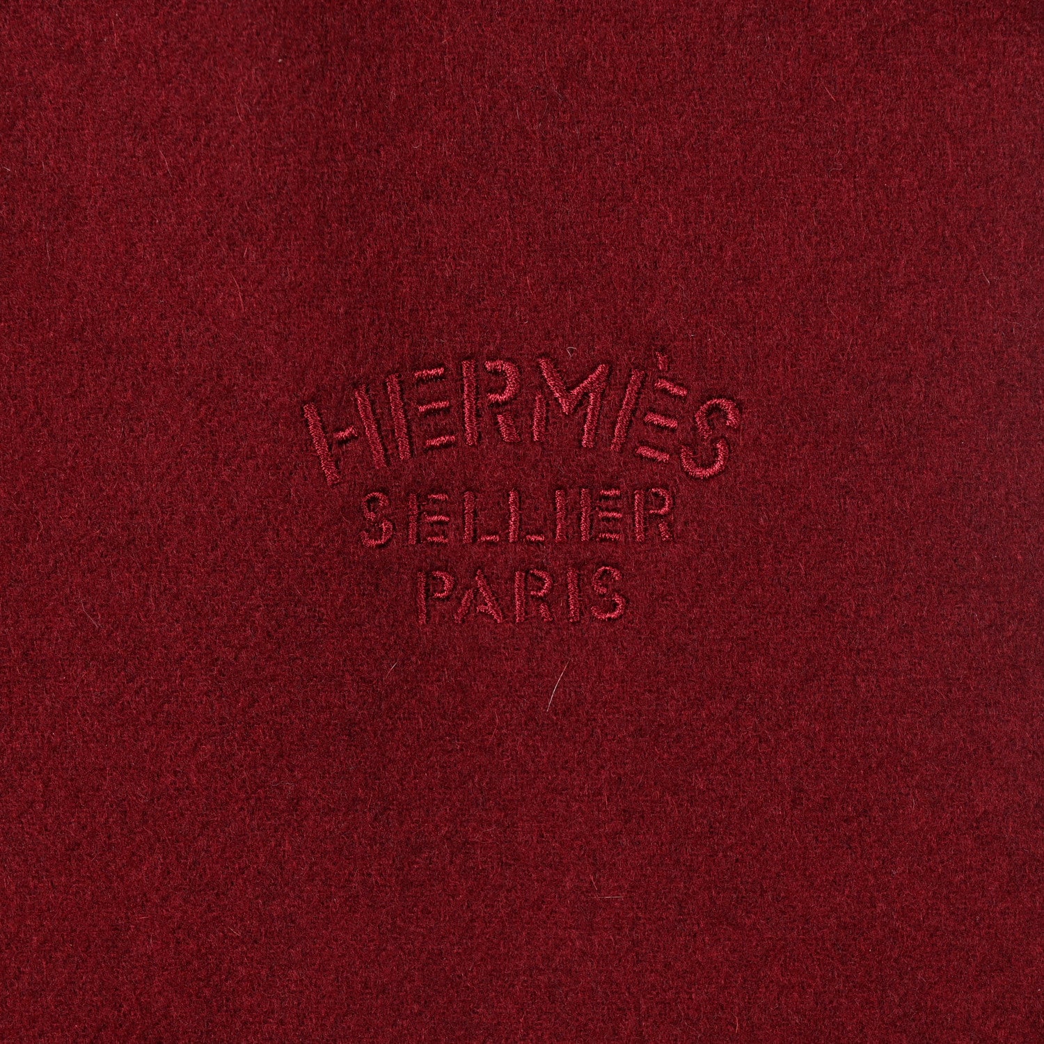 Hermes Cashmere Fringe Double Face Scarf Bordeaux Rouge 3 of 4