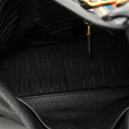 Prada Vitello Daino Hobo Messenger Bag Black 5 of 9