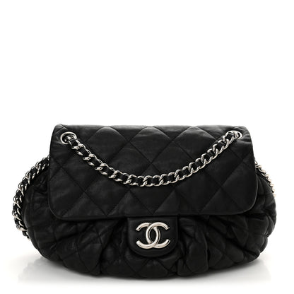 Chanel Washed Lambskin Quilted Medium Chain Around Messenger Black 1 of 12