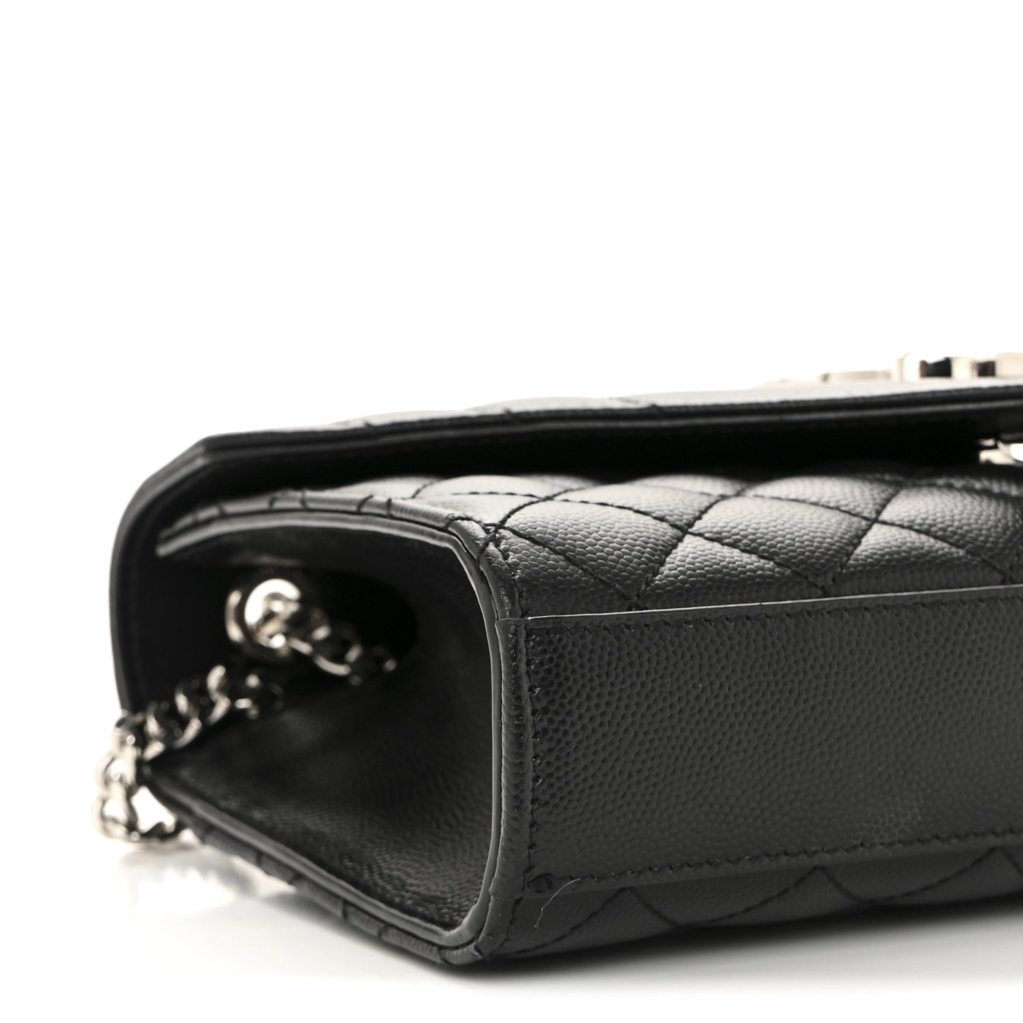 Grain De Poudre Textured Mixed Matelasse Triquilt Small Monogram Satchel Black