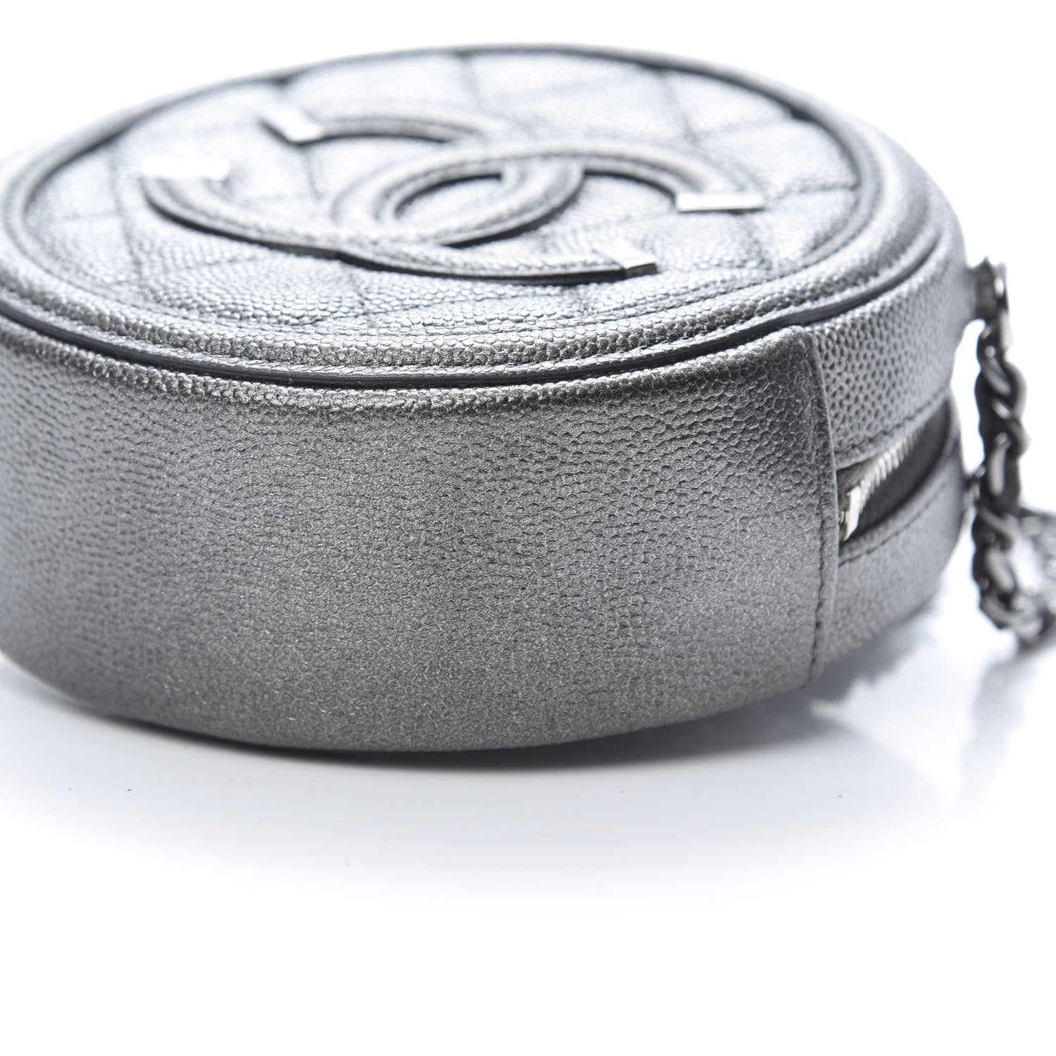 Chanel Metallic Caviar Quilted Round Filigree Crossbody Dark Silver 10 of 11