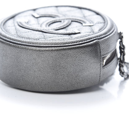 Chanel Metallic Caviar Quilted Round Filigree Crossbody Dark Silver 10 of 11