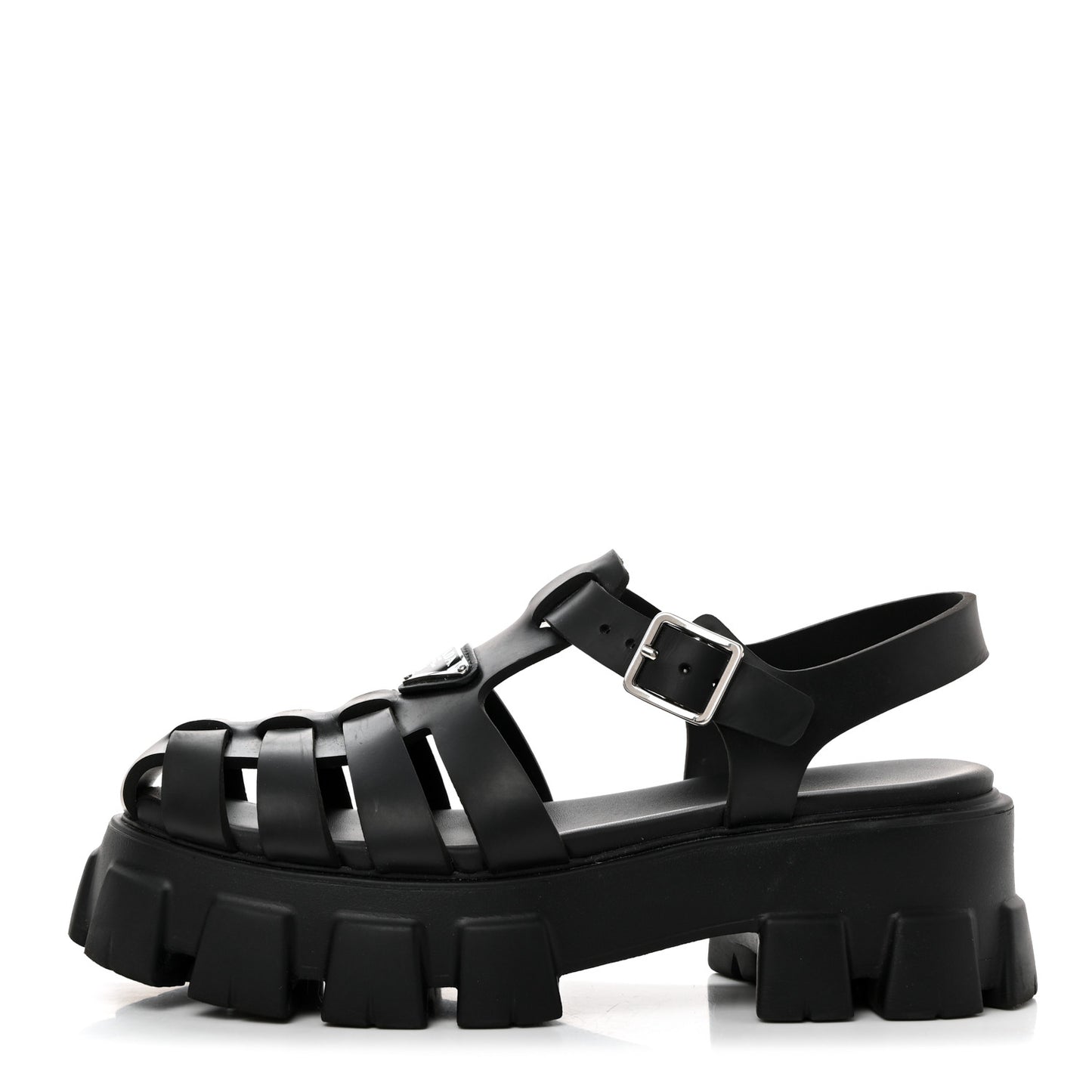 Foam Rubber Triangle Logo Monolith 55mm Cage Sandals 40 Black