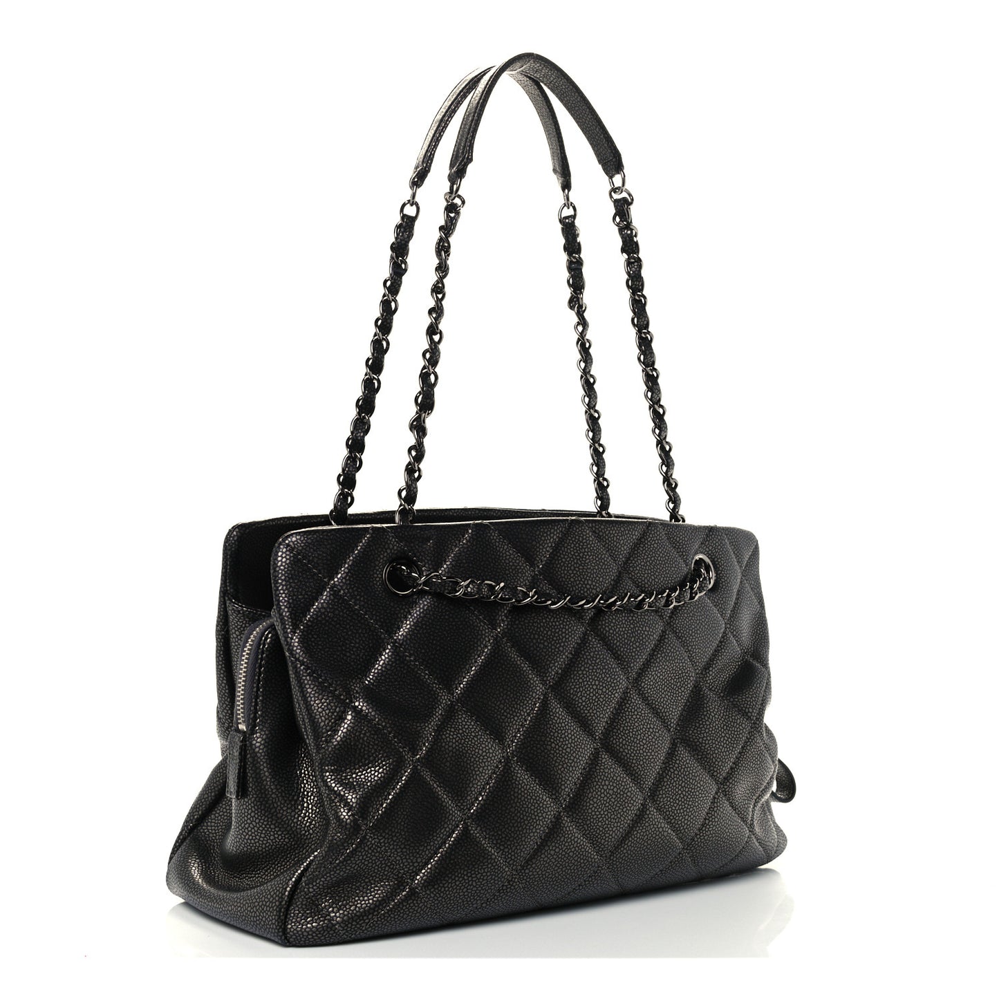 Caviar Quilted Timeless CC Shopping Tote Gray Dark Silver