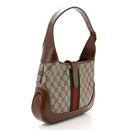 Gucci GG Supreme Monogram Azalea Calfskin Web Small Jackie 1961 Hobo Beige Ebony Brown Sugar 3 of 12