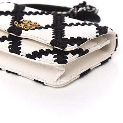 Chanel Calfskin Crochet 19 Wallet On Chain WOC White Black 10 of 12