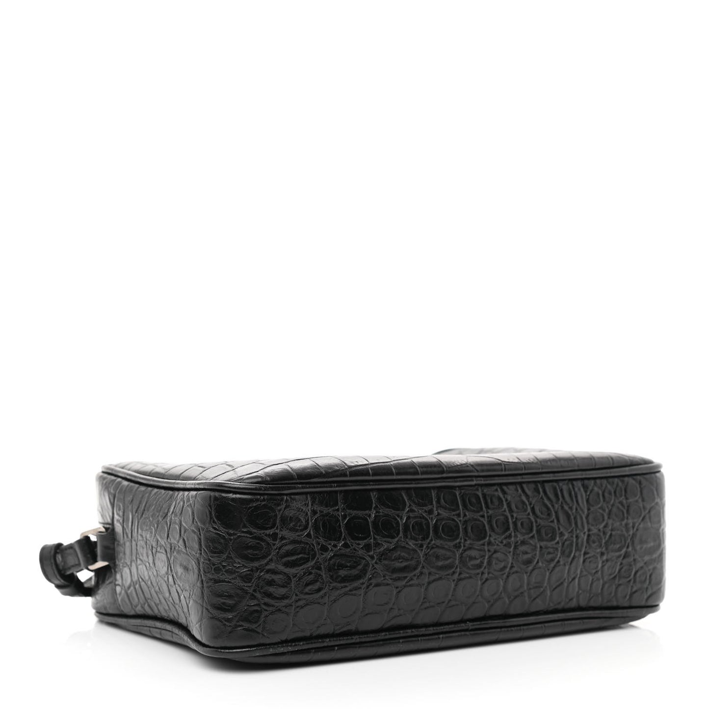 Calfskin Crocodile Embossed Monogram Lou Camera Bag Black