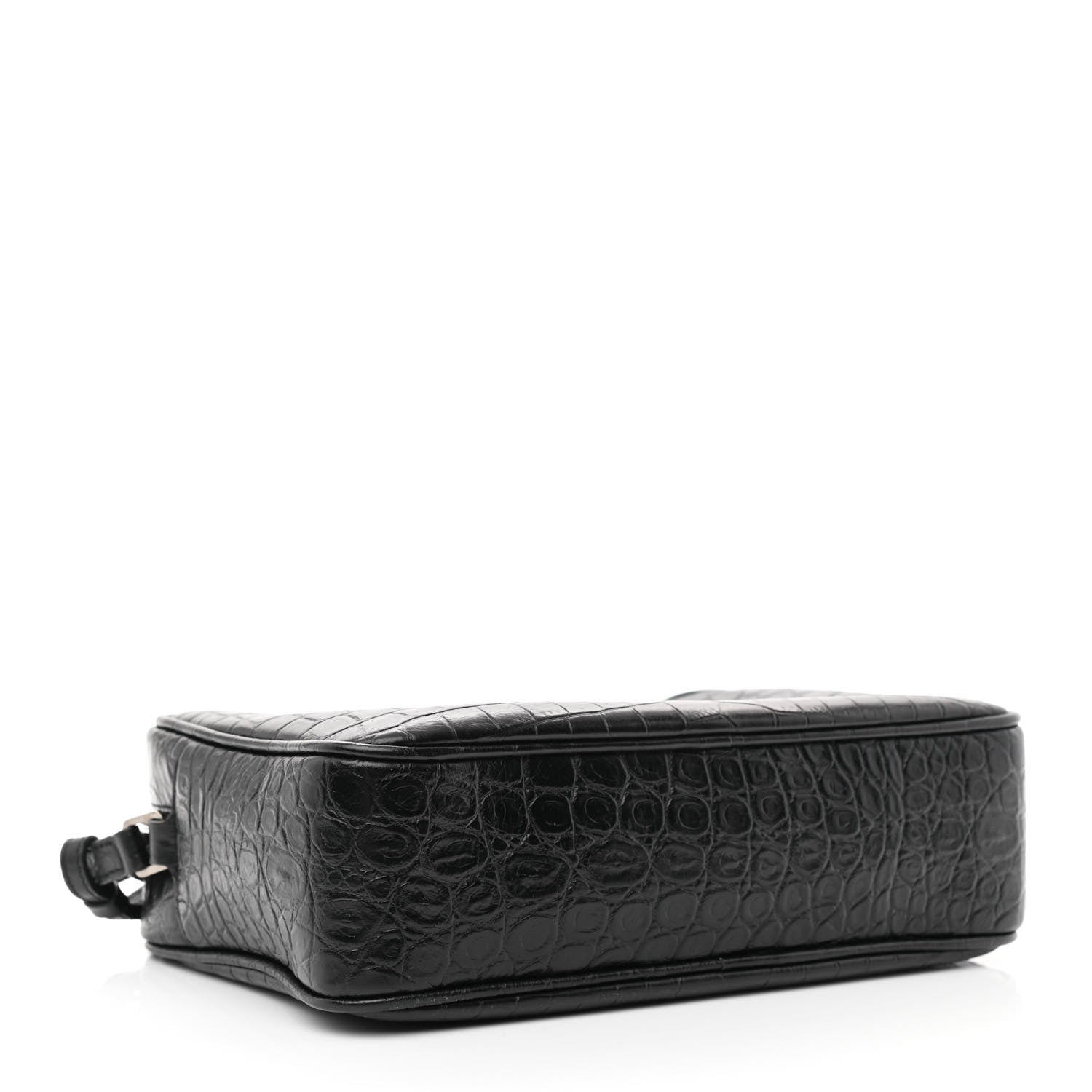 Saint Laurent Calfskin Crocodile Embossed Monogram Lou Camera Bag Black 4 of 10
