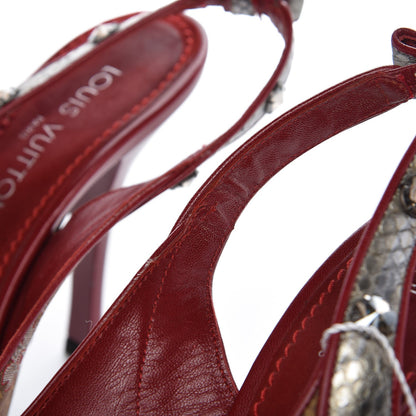 Louis Vuitton Satin Monogram Cherry Blossom Slingback Pumps 40 Red 13 of 14