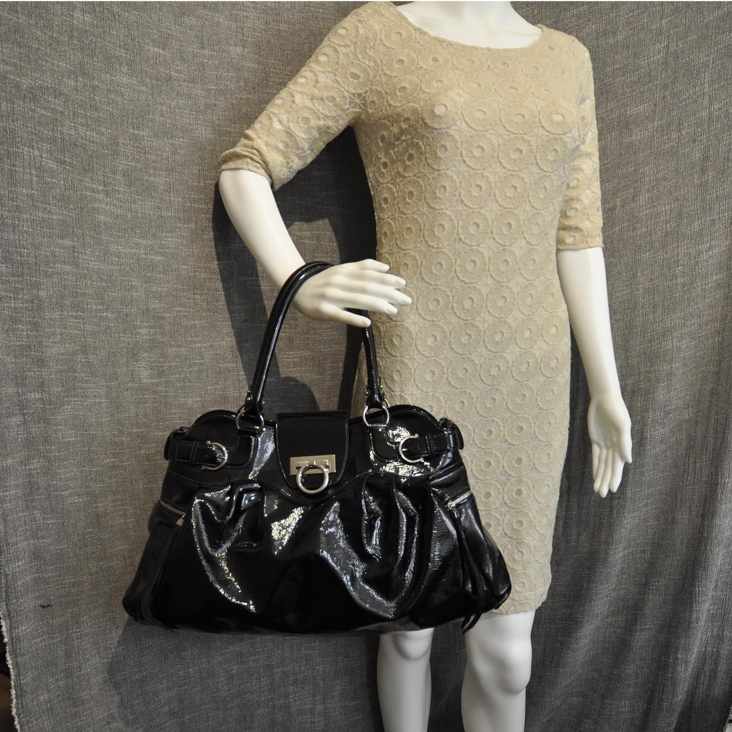 FASHIONPHILE SALVATOREFERRAGAMOPatentLeatherMarisaBlack 2 of 7