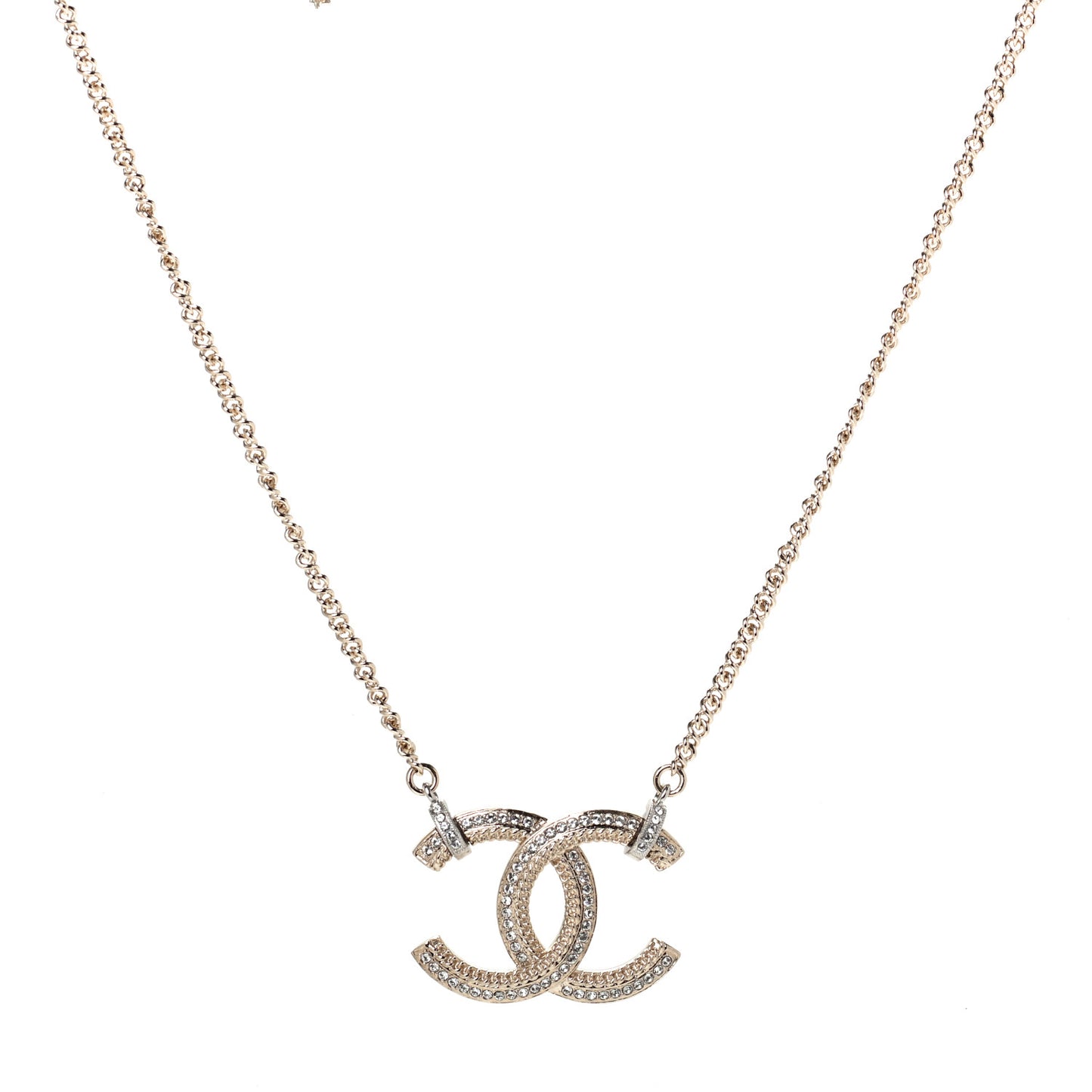 Crystal CC Pendant Necklace Gold
