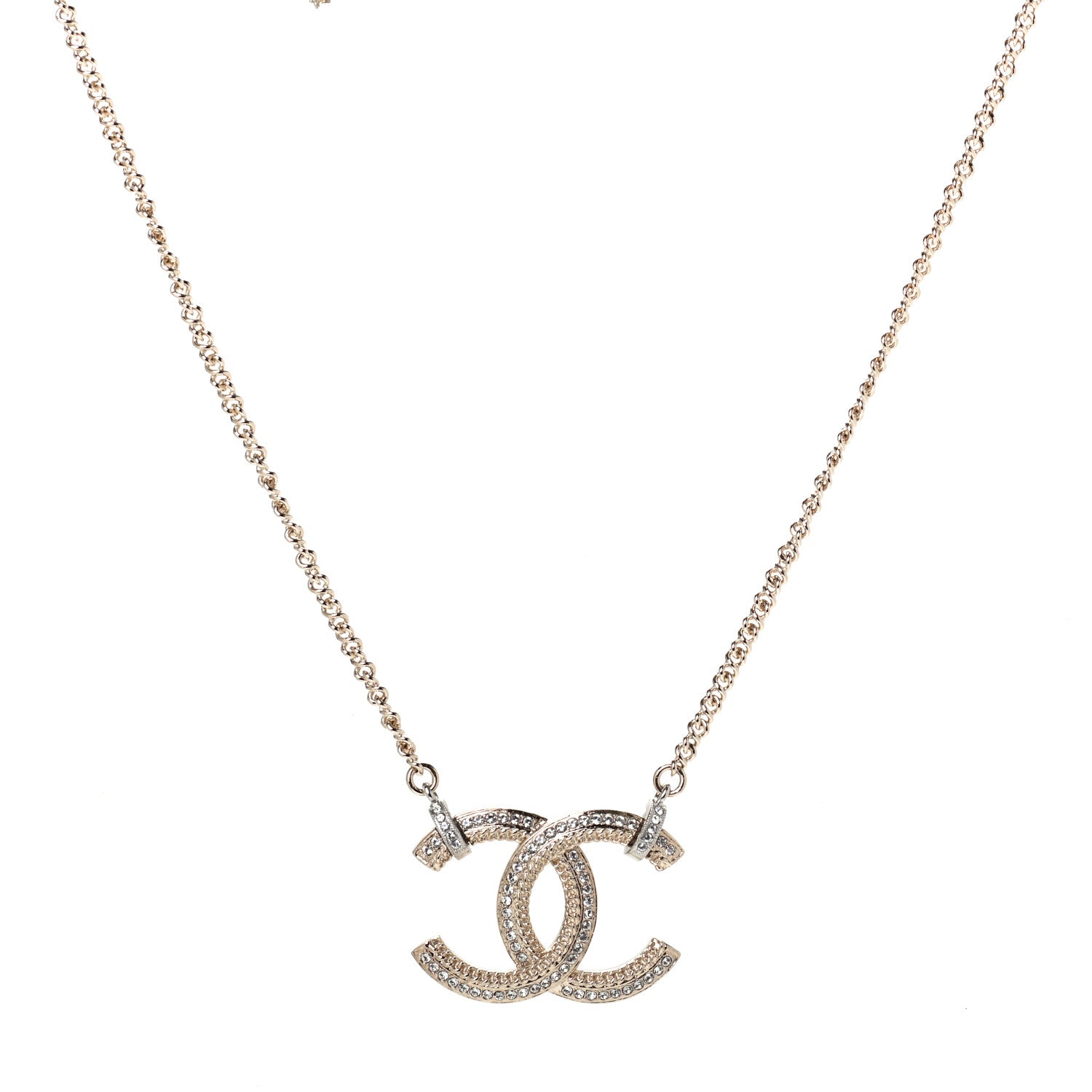 Chanel Crystal CC Pendant Necklace Gold 1 of 4