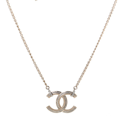 Chanel Crystal CC Pendant Necklace Gold 1 of 4