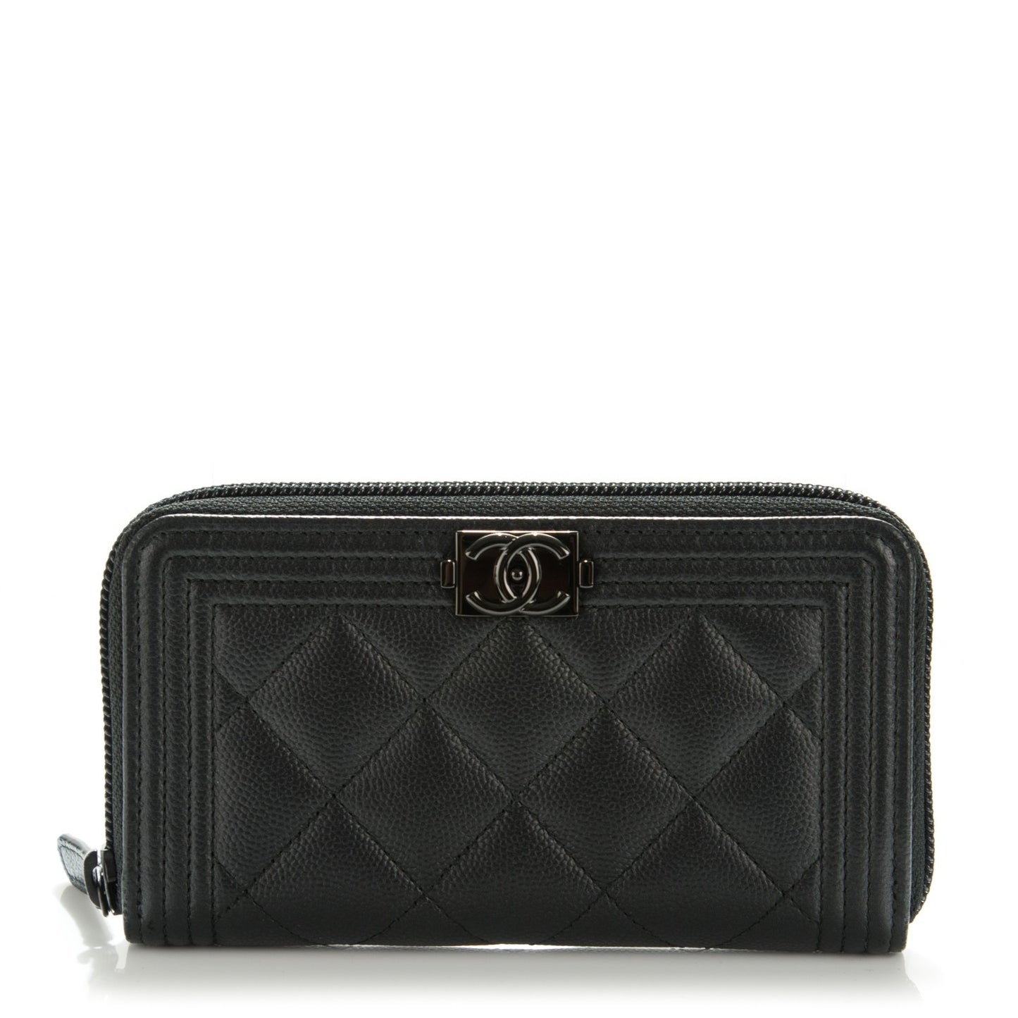 Caviar Quilted Small Boy Zip Around Wallet So Black