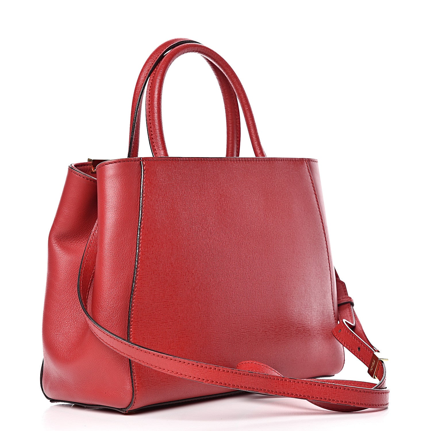 Fendi Vitello Elite Flamingo Petite 2Jours Tote Mattone 3 of 12