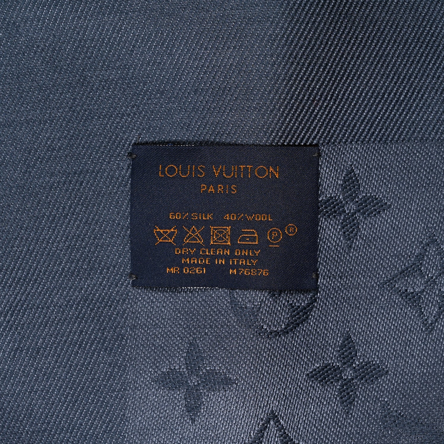 Louis Vuitton Silk Wool Monogram Denim Shawl Blue 3 of 3