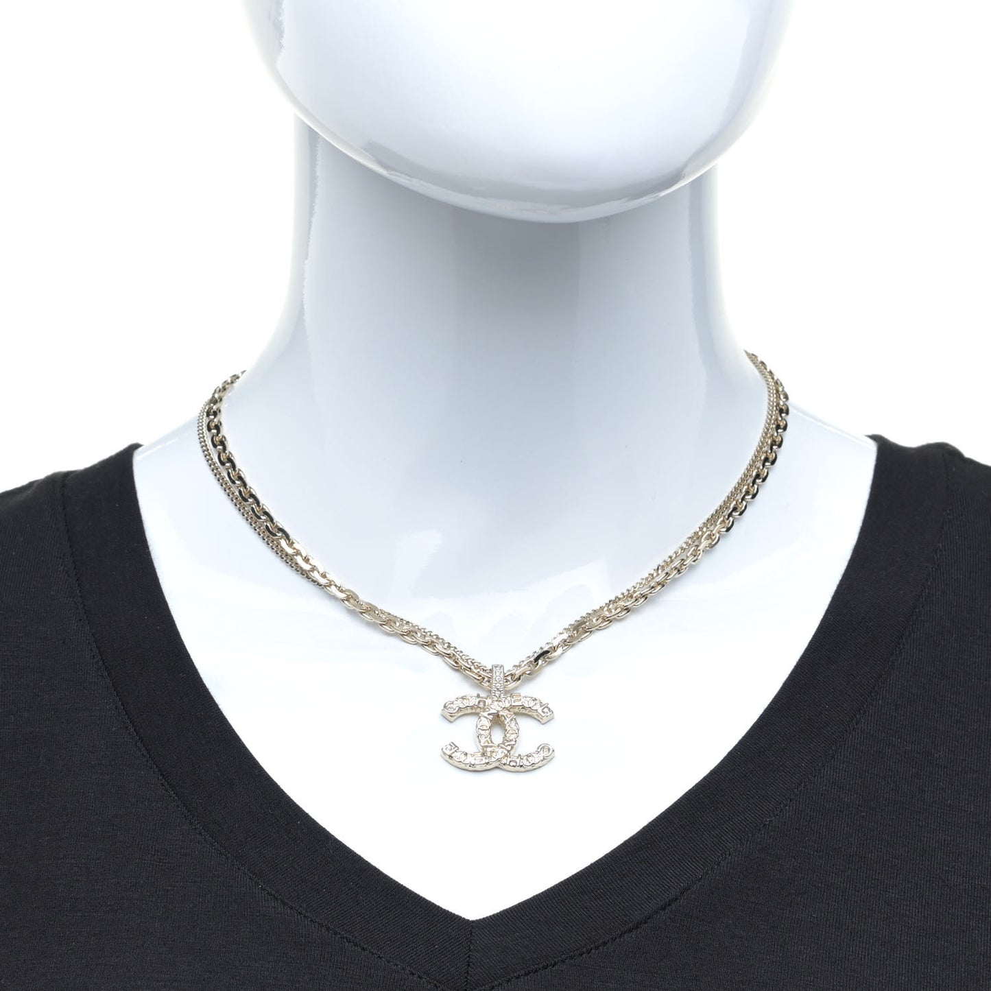 Crystal CC Multi Strand Chain Necklace Gold