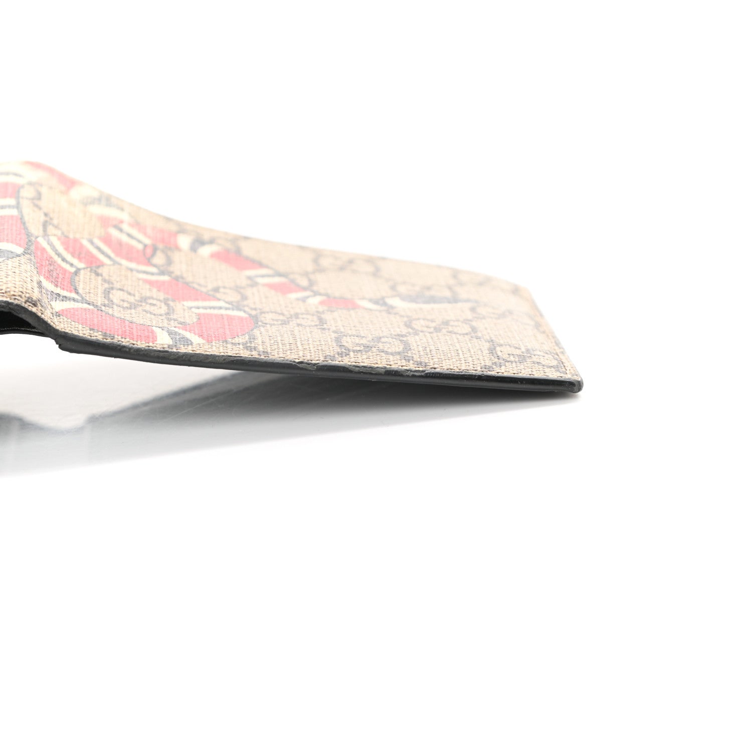 Gucci GG Supreme Monogram Selleria Calfskin Kingsnake Nice Bi-Fold Wallet Beige Ebony Multicolor Black 12 of 12