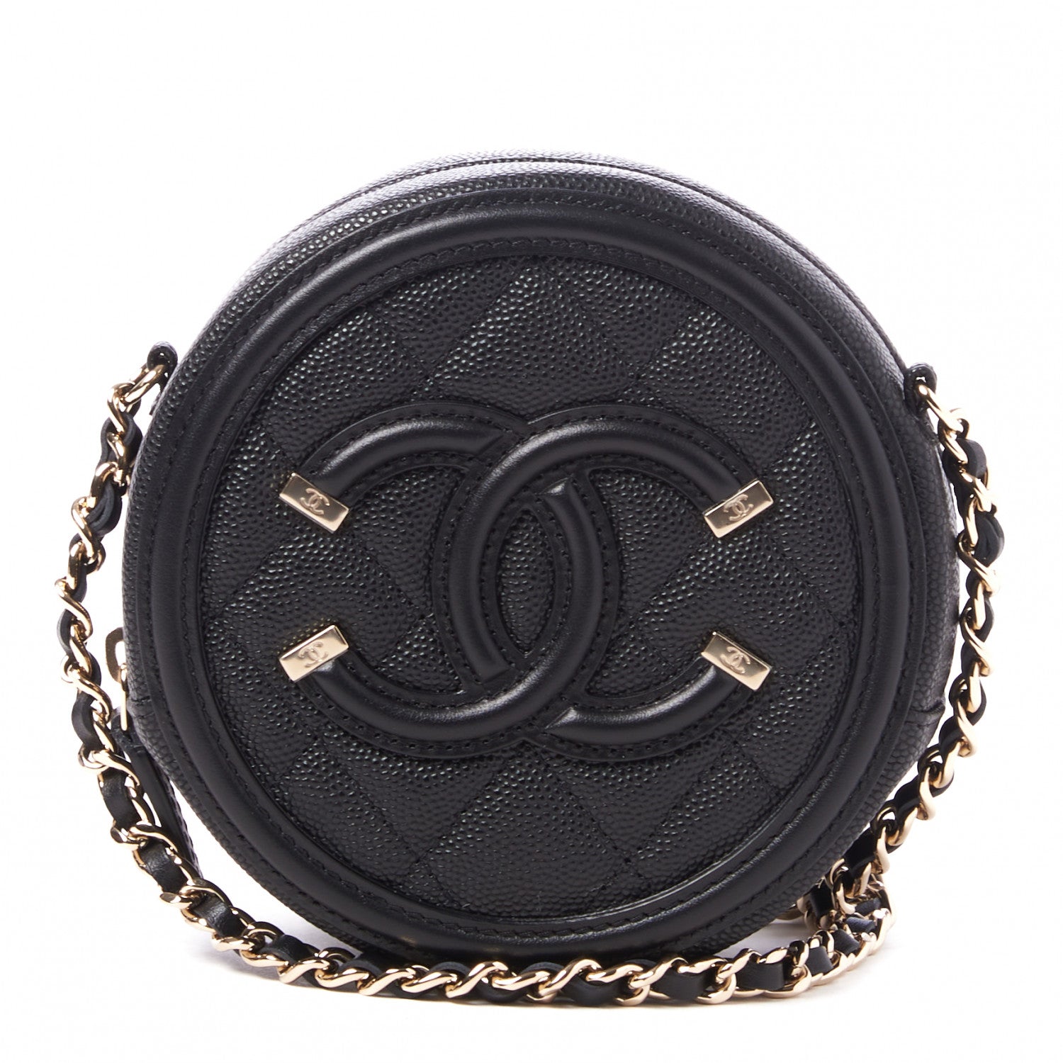 Chanel Caviar Quilted Round Filigree Crossbody Black 1 of 10