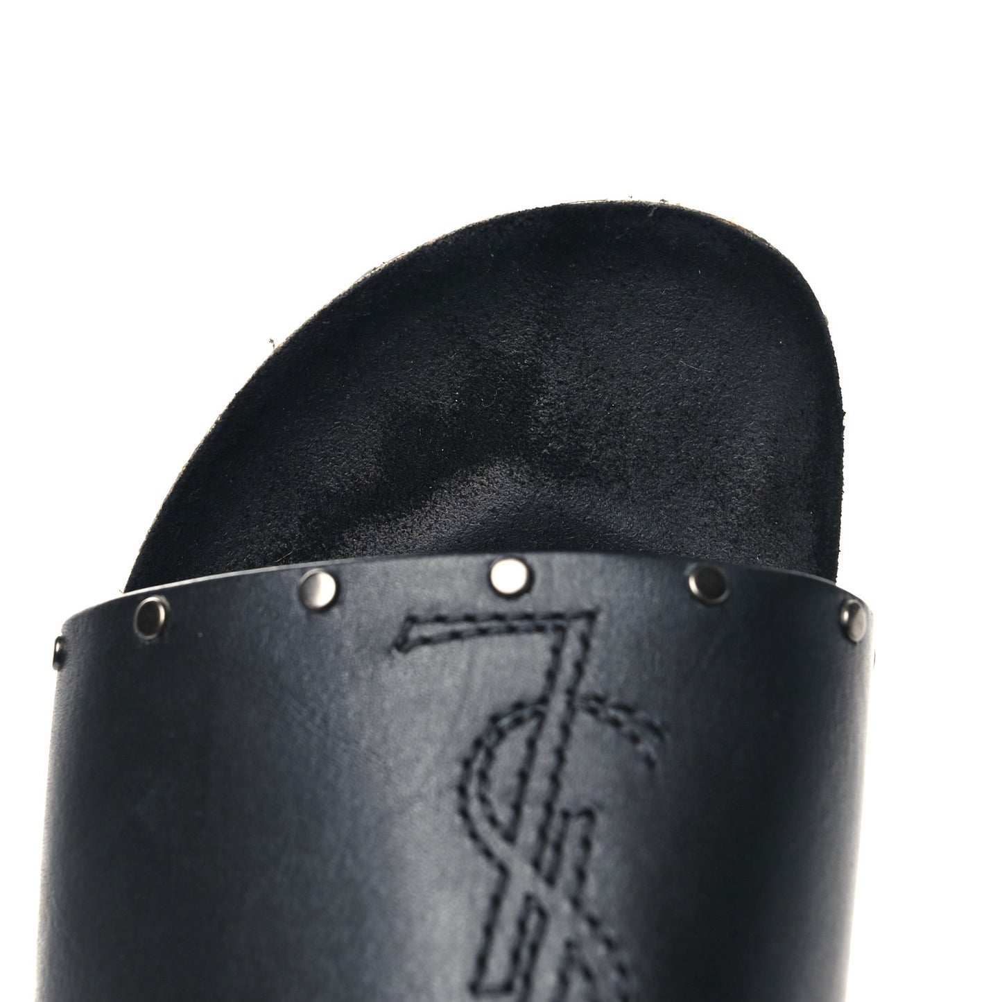 Calfskin Studded Mens Jimmy Slides 42 Black
