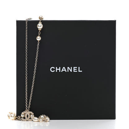 Chanel Pearl Crystal CC Multi Strand Necklace Gold 7 of 7
