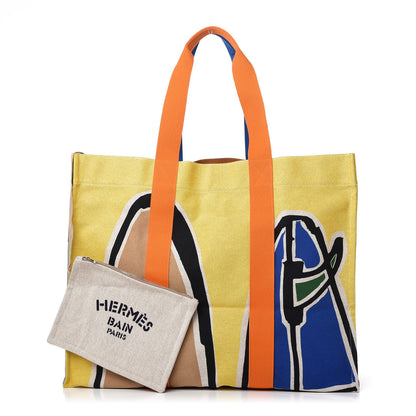 Hermes Cotton Canvas 3 Surfs Beach Bag Citron Orange 1 of 11