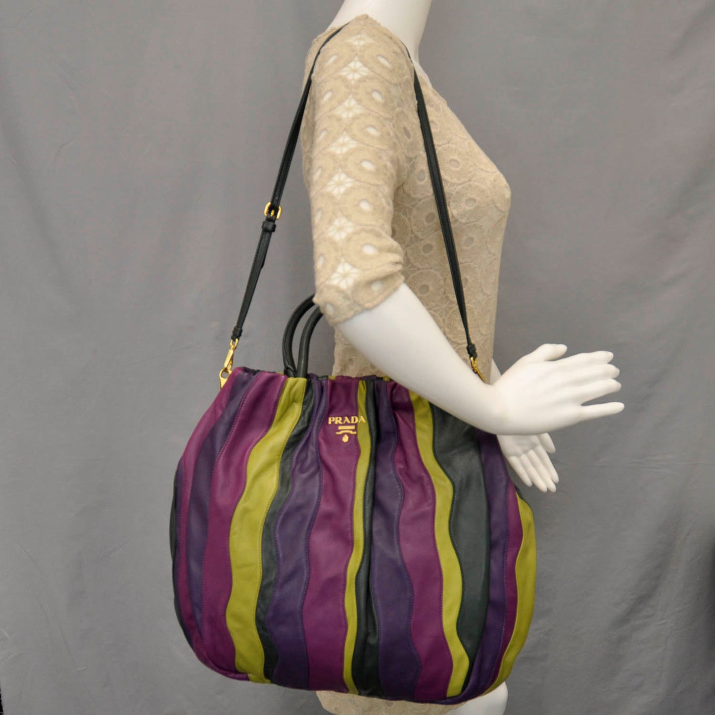 Nappa Stripes Shoulder Bag Viola Alloro