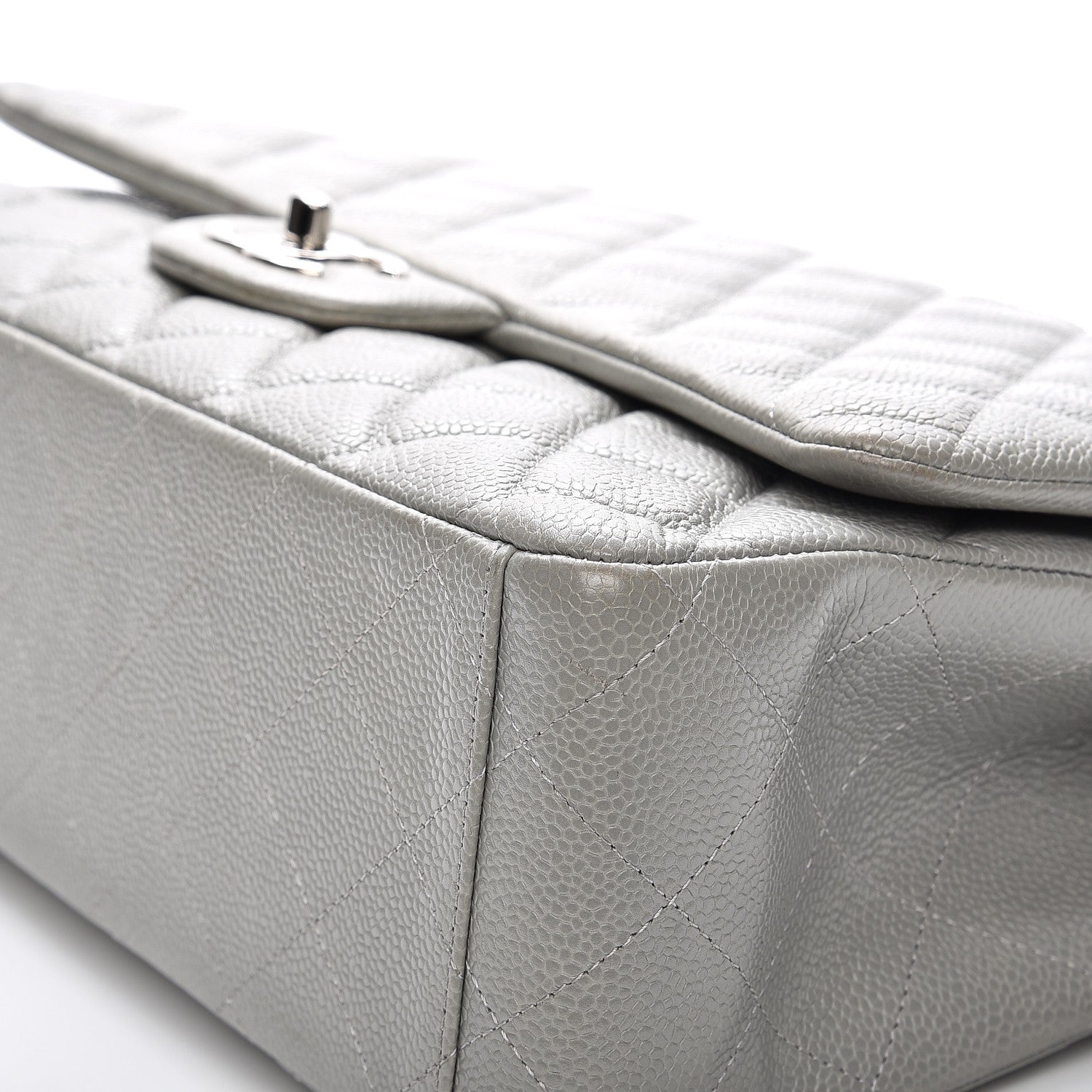 Chanel Caviar Quilted Maxi Double Flap Light Grey 10 of 11