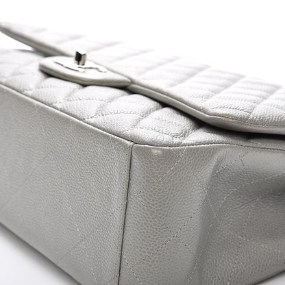 Chanel Caviar Quilted Maxi Double Flap Light Grey 10 of 11