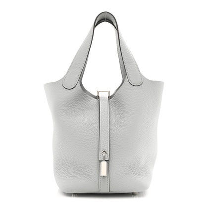 Hermes Taurillon Clemence Picotin Lock 18 PM Bleu Glacier 1 of 11