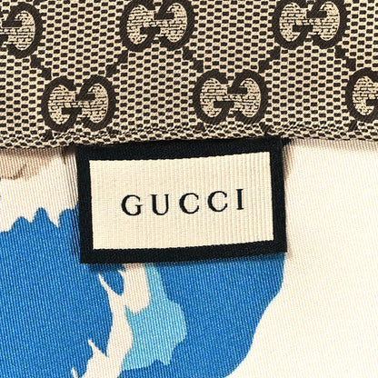 Gucci Silk Twill GG Monogram New Panshie Square Scarf Black Sky Blue 3 of 3