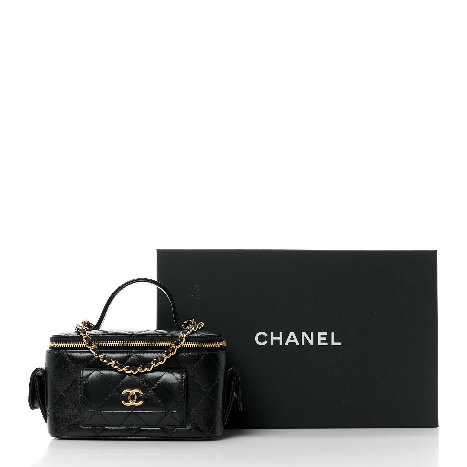 Chanel Lambskin Quilted Polly Pocket East West Top Vanity With Chain Black 12 of 12