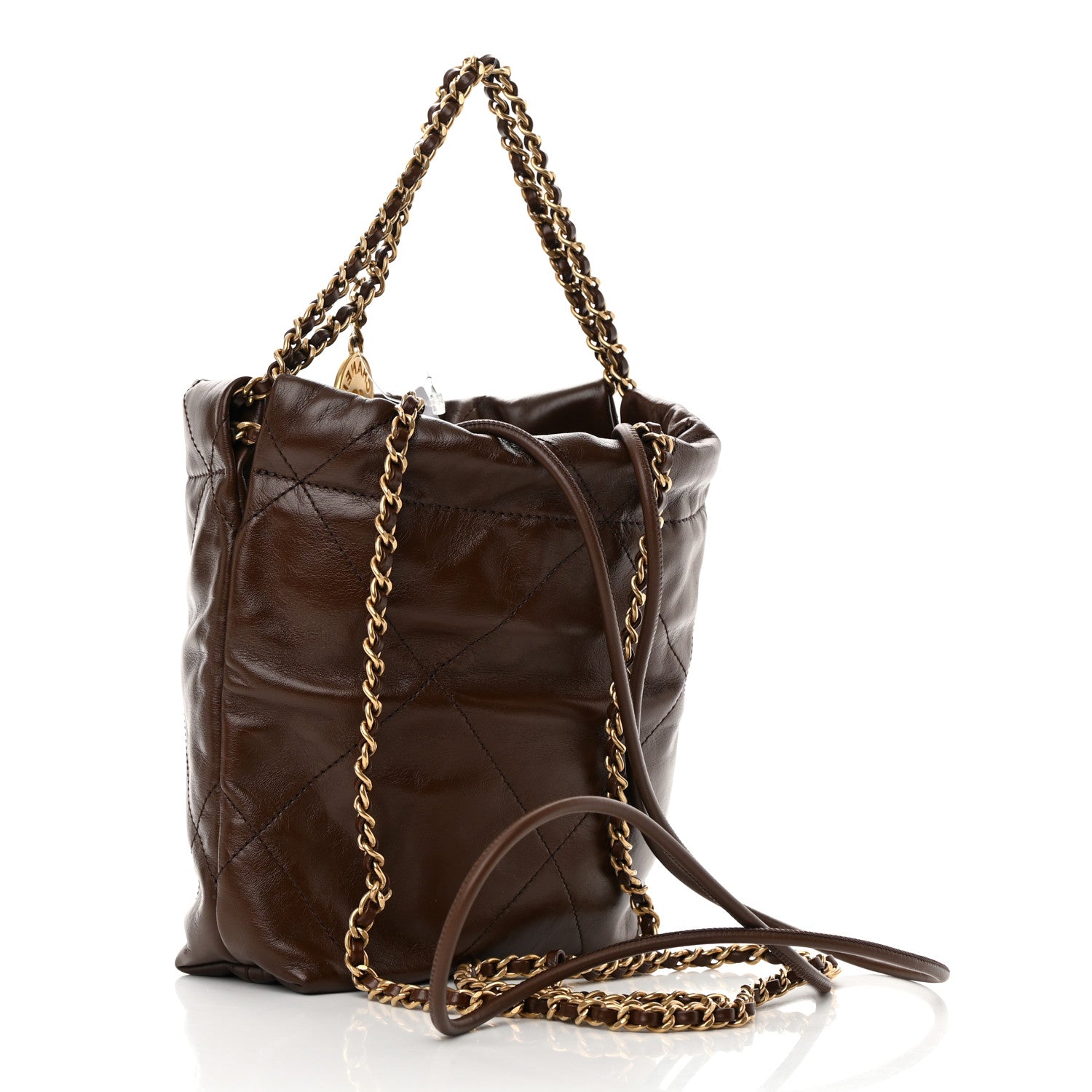 Chanel Shiny Calfskin Quilted Mini Chanel 22 Brown 3 of 11