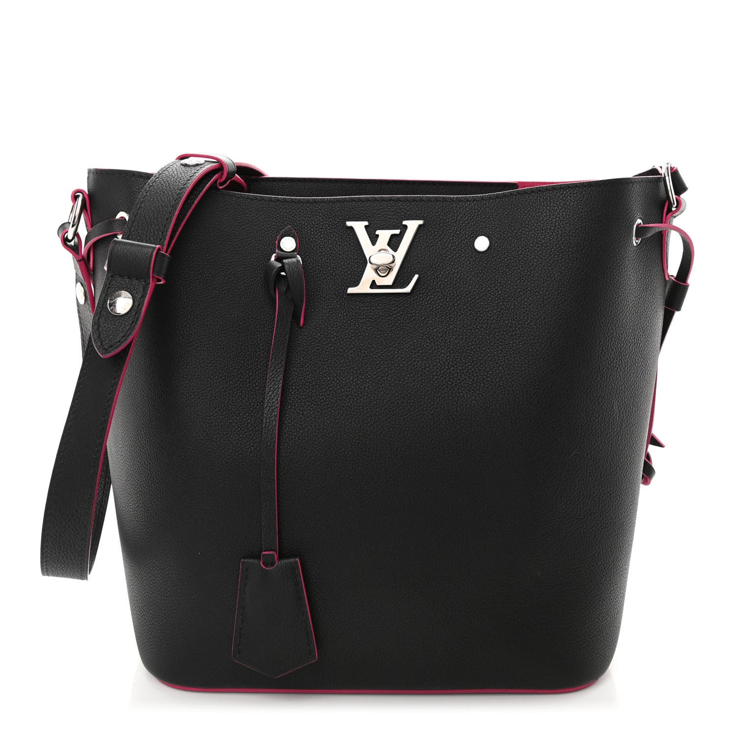 Calfskin Lockme Bucket Black