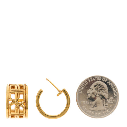 Balenciaga Metal BB Logo Hoop Earrings Gold 2 of 5
