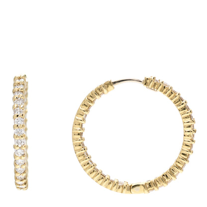 Roberto Coin 18K Yellow Gold Diamond 25mm Inside Out Hoop Earrings 1 of 5