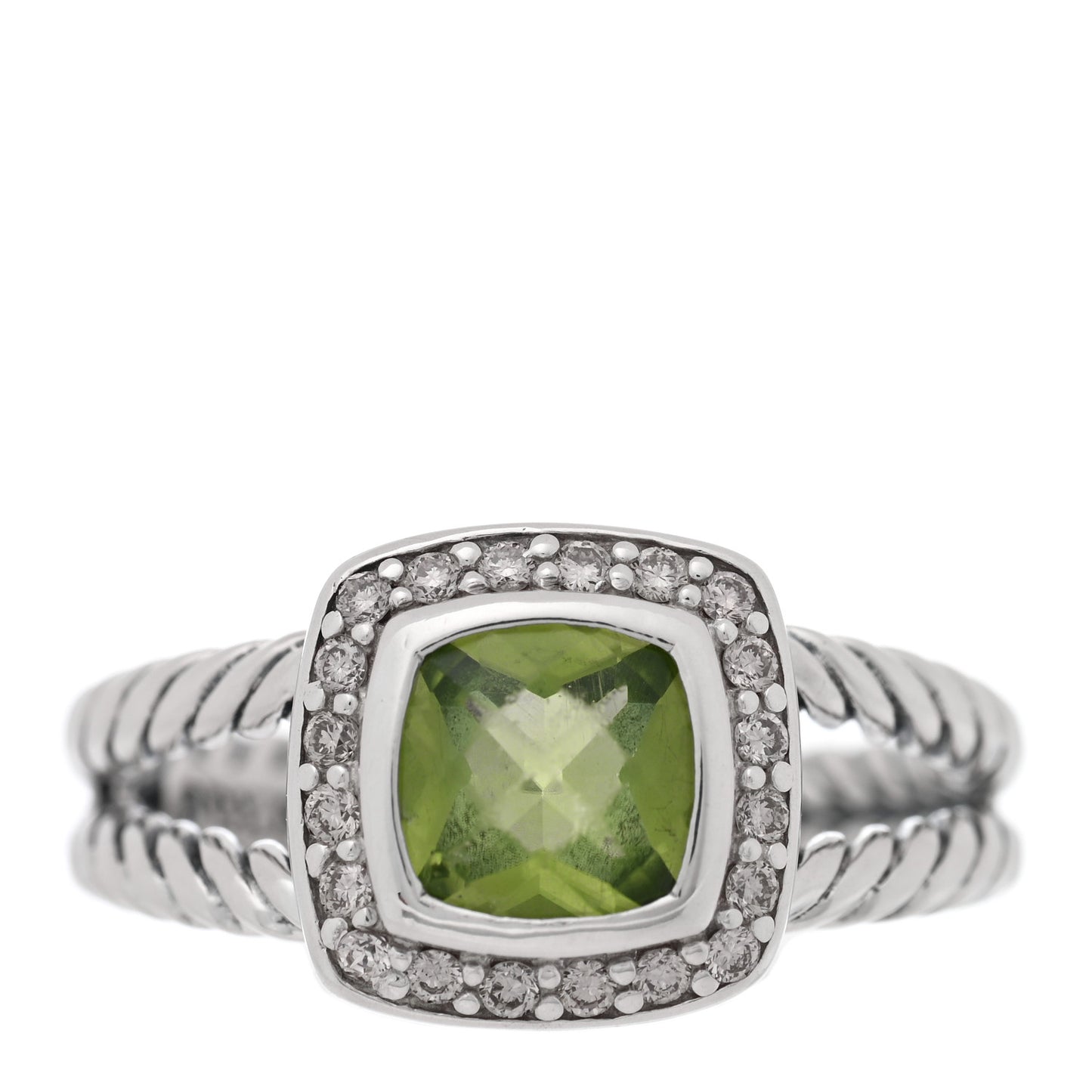 Sterling Silver Diamond Peridot 7mm Petite Albion Ring 54 7