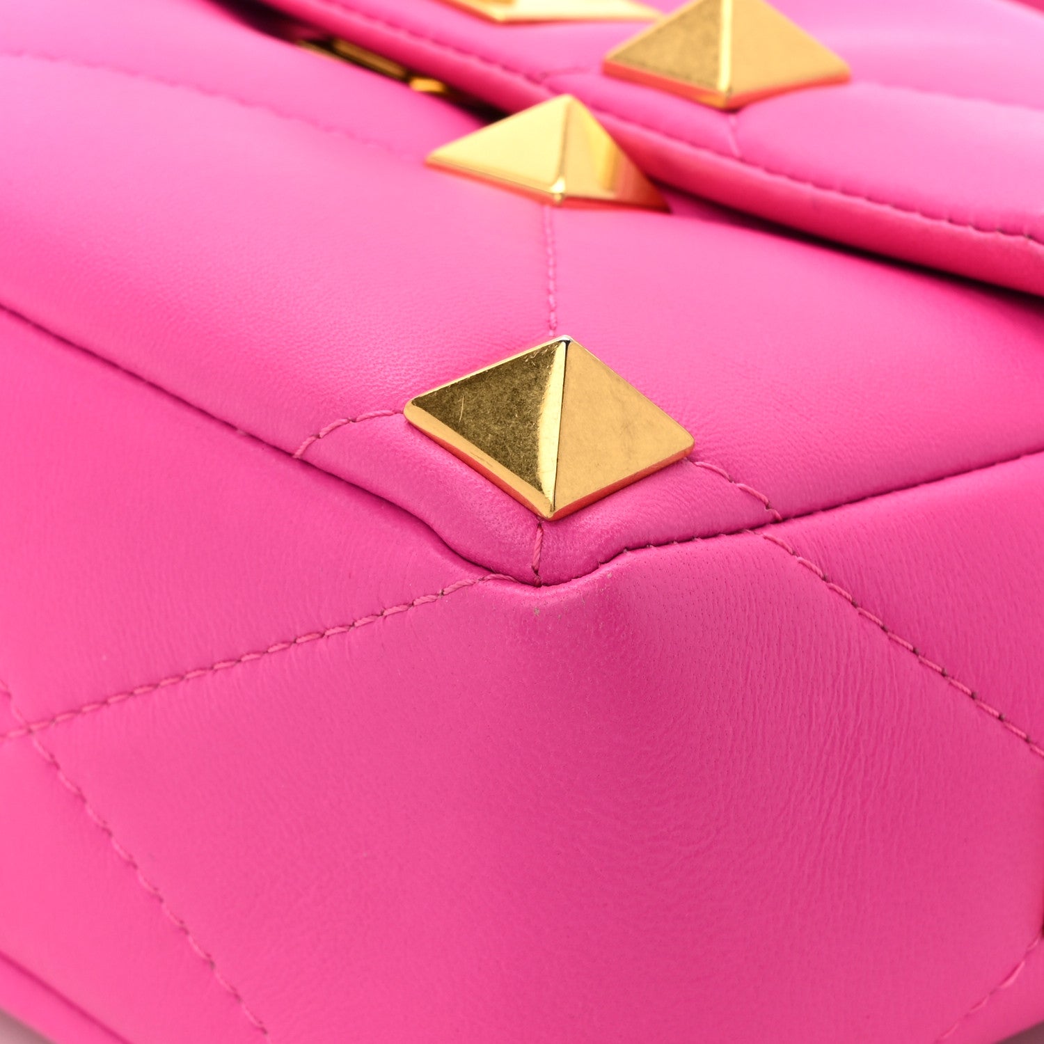 Valentino Garavani Nappa Large Roman Stud Shoulder Bag Pink PP 11 of 12