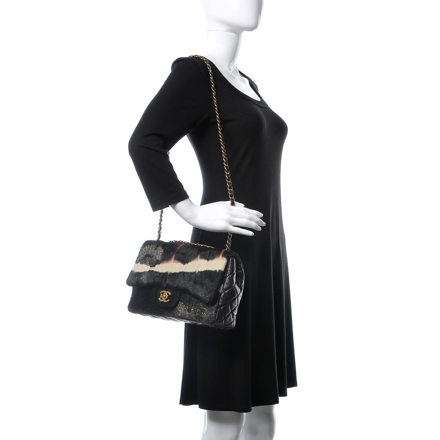 Pony Hair Lambskin Medium Paris Dallas Single Flap Gold