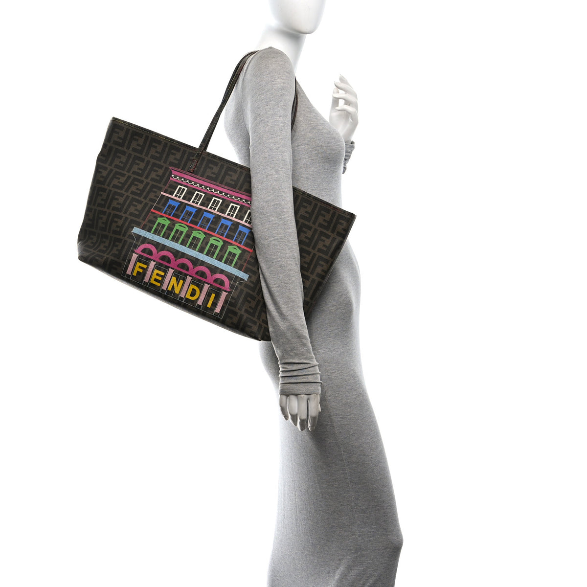 Fendi Zucca Spalmati Print Large Roll Tote Tobacco Multicolor 2 of 11