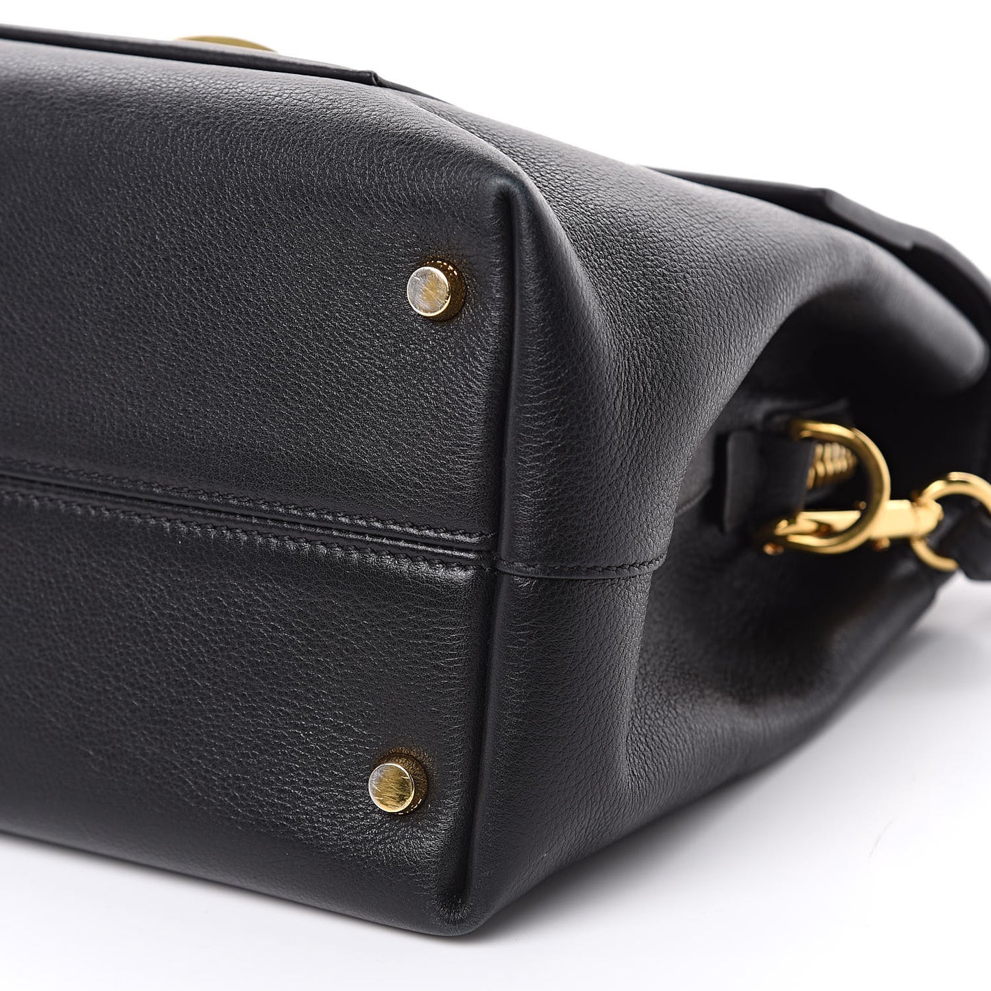 Calfskin Medium Leonica Padlock Satchel Bag Black