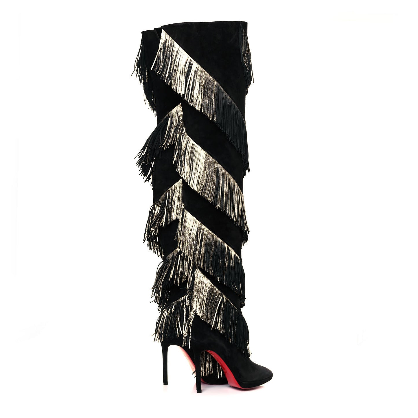 Veau Velours Lame Tweed Bolcheva 120 Thigh High Boots 37 Black Platine