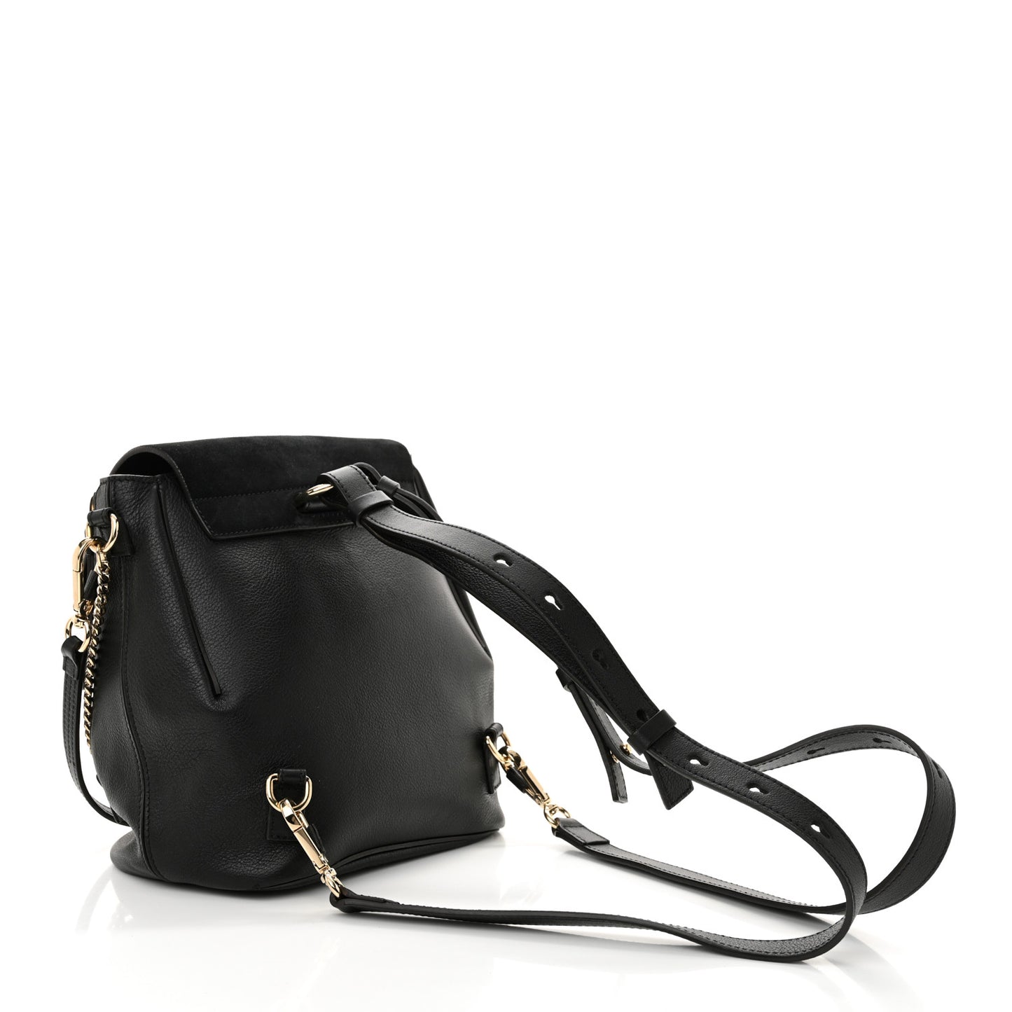 Suede Calfskin Small Faye Backpack Black