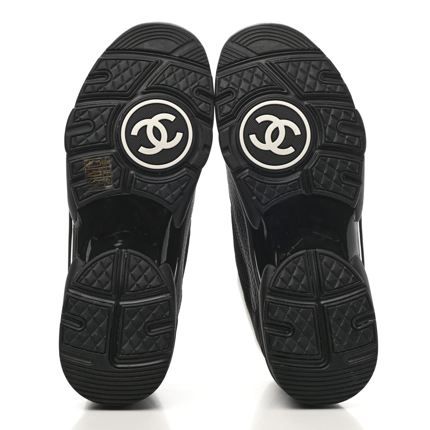 Chanel Mesh Suede Grained Calfskin Womens CC Sneakers 40.5 Black White 5 of 8